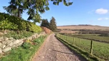 Perthshire dağlarında İskoç yamaç yürüyüşü. Geniş açık İskoçya vahşi doğası yuvarlanan tepeleri açıyor. Uzun mesafe yürüyüşü macerası.