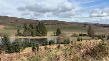 Perthshire dağlarında Loch Meallbrodden İskoç yamaç yürüyüşü. Geniş açık İskoçya vahşi doğası yuvarlanan tepeleri açıyor. Uzun mesafe yürüyüşü macerası.