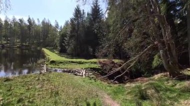 Perthshire dağlarında Loch Meallbrodden İskoç yamaç yürüyüşü. Geniş açık İskoçya vahşi doğası yuvarlanan tepeleri açıyor. Uzun mesafe macera yürüyüşü. Kış gölü ve Glen.