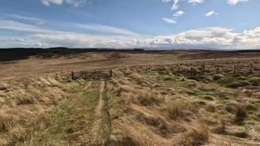 Perthshire dağlarında İskoç yamaç yürüyüşü. Geniş açık İskoçya vahşi doğası yuvarlanan tepeleri açıyor. Uzun mesafe macera yürüyüşü. Kış gölü ve Glen.