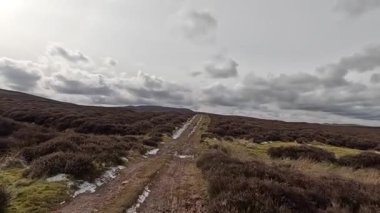 İskoçya 'daki Edinburgh yakınlarındaki Pentland Hills' te İskoç Hillwalking. Dışarıda yürüyüş, dağ tepesinde kovalamaca, dışarıda yamaçta tırmanma.