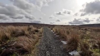 İskoçya 'daki Edinburgh yakınlarındaki Pentland Hills' te İskoç Hillwalking. Dışarıda yürüyüş, dağ tepesinde kovalamaca, dışarıda yamaçta tırmanma.