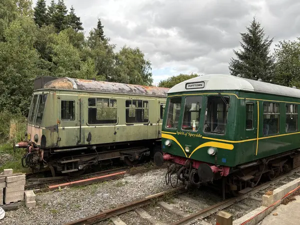 Keith ve Dufftown 'ın İskoçya' daki miras demiryolu. Eski trenler, manzaralı raylar ve kırsal cazibe seyahat, tarih ve ulaşım temaları için idealdir