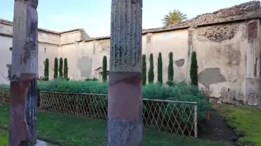 Napoli yakınlarındaki Pompei 'nin antik harabeleri, açık yaz gökyüzü altında korunmuş Roma sokaklarını, binalarını ve volkanik tarihini sergiliyordu.