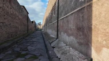 Napoli yakınlarındaki Pompei 'nin antik harabeleri, açık yaz gökyüzü altında korunmuş Roma sokaklarını, binalarını ve volkanik tarihini sergiliyordu.