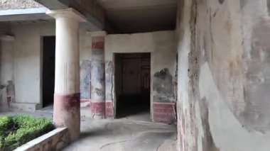 Napoli yakınlarındaki Pompei 'nin antik harabeleri, açık yaz gökyüzü altında korunmuş Roma sokaklarını, binalarını ve volkanik tarihini sergiliyordu.