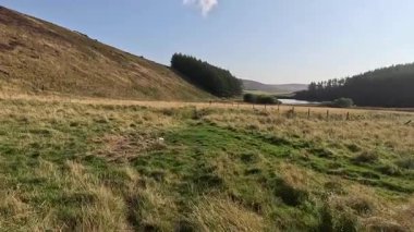 Lammermuir 'lerde Spartleton Tepesi' nde yürümek Gamelshiel Kalesi 'nin kalıntılarını ve rüzgar türbinlerini geçmek, Doğu Lothian ve İskoç sınırlarını panoramik açıdan görmek.