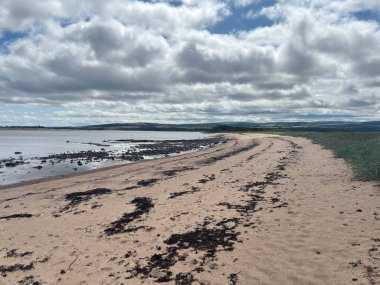 Kuzey Berwick yakınlarındaki engebeli Doğu Lothian kıyı şeridi kayalık çıkıntılar, kumlu körfezler ve Forth Firth of Forth 'taki ikonik Bass Rock ile.