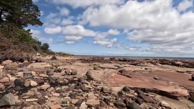 Tyne Sands boyunca yürümek, geniş kumlu kumsalları, deniz dalgalarını ve parlak bir yaz gününde kıyı manzarasını yakalamak.