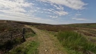 Lammermuir Tepeleri, İskoç Sınırları 'nda tepe yürüyüşü. Geniş bozkırlar, dalgalı yamaçlar ve açık yaz gökyüzü altında panoramik manzaralar..