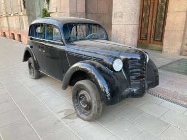 Kaunas şehrinin mimari simgelerini, şehir siluetini ve şehir atmosferini gösteren manzarası. Litvanya