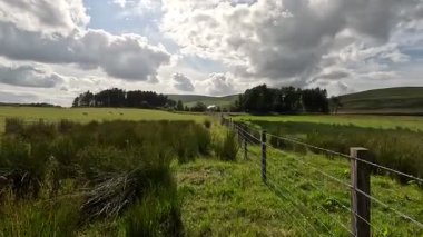 İskoçya: Kırsal kesim, Pentland Hills bölgesindeki tarlalar, tepeler ve açık araziler boyunca yürüyor.