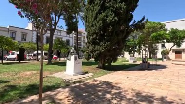 Old town centre in southern Spain showing Andalusian architecture, plazas, narrow streets, white buildings, classic facades and urban character in El Puerto de Santa Maria