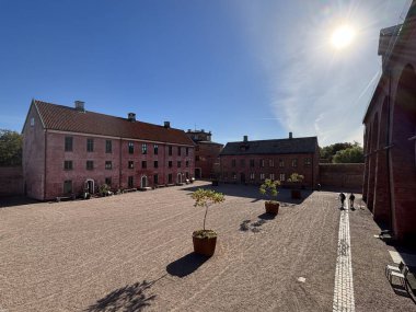 Well-preserved Citadellet Landskrona fortress in Sweden constructed 1549-1559 by Danish King Christian III showing square layout with corner towers wide moats and earthwork defenses overlooking Oresund strait.