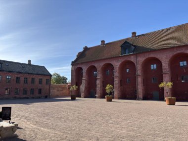 Well-preserved Citadellet Landskrona fortress in Sweden constructed 1549-1559 by Danish King Christian III showing square layout with corner towers wide moats and earthwork defenses overlooking Oresund strait.