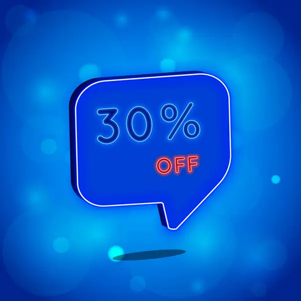 stock vector 30%. thirty percent discount. neon style. Selling special offers. A neon style balloon advertisement for a shopping day retail advertising campaign. blue background with polka dots. vector illustration