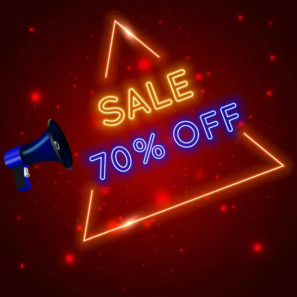 stock vector 70% discount. Special mega sale offer, neon 70% off. Signage promotion. neon style.