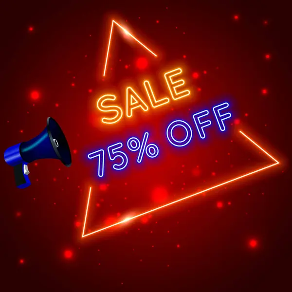 stock vector 75% discount. Special mega sale offer, neon 75% off. Signage promotion. neon style.