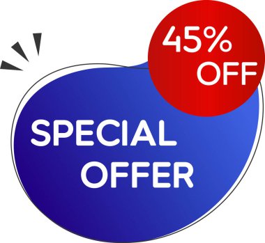 45% discount. sale banner, big sale special offer. 45 percent discount. end of season banner special offer. red and blue. clipart