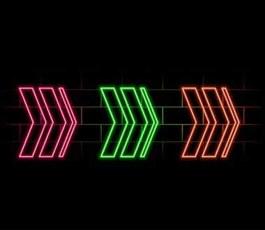 Ok, sağ, rüzgar mavisi neon vektör simgesi