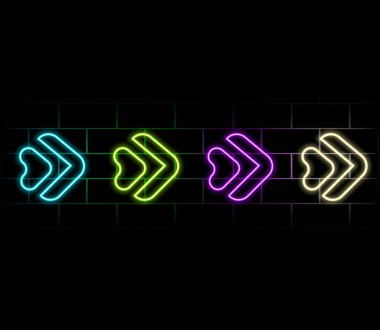 Parlak pembe neon ok işaretçisi. neon.