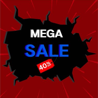 % 40 indirim. Mega satış. Mavi 3D simge tasarımı, birçok süper indirimli detay. vektör illüstrasyonu