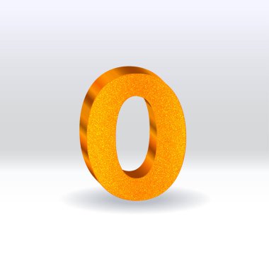 0 numara, altın balon. 0 numara beyaz arkaplanda izole edildi. Altın rengi. 3B biçim vektör illüstrasyonu