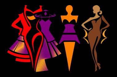 Moda tasarım logosu ve simge seti. Lüks karışım illüstrasyon. gradyan renk tasarımı.