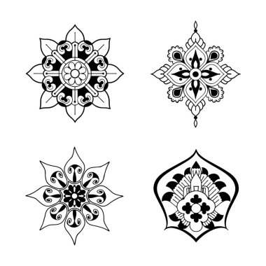 Hint Geleneksel Mandala sanat eserleri. Duvar resimleri, dövmeler, yoga temalı tasarımlar, meditasyon görselleri ve dijital ya da basılı yayınlar gibi yaratıcı projelerde kullanmak için mükemmel..