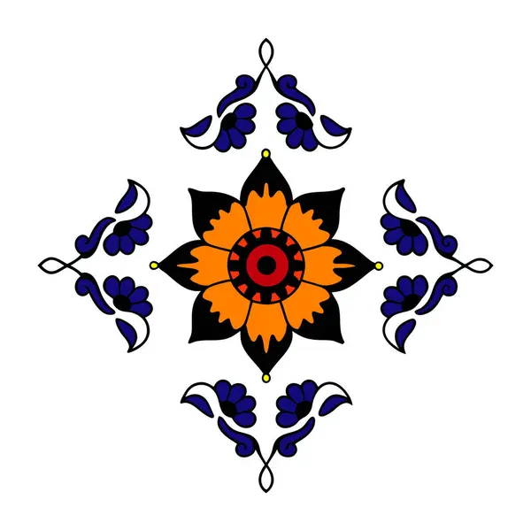 Mavi çiçek süsü, Mandala vektör tasarımı, Hint süsü, dekoratif desen, ruhani sembol, dekoratif tasarım.