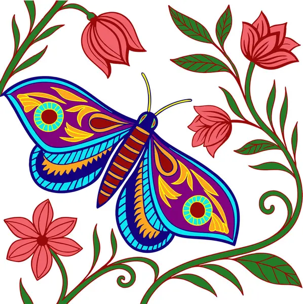 Çizimli kelebekli kusursuz desen