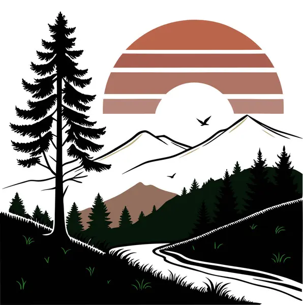  Dağlar ve ağaçlarla kaplı manzara