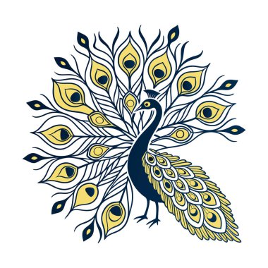 Peacock mandala design with illuatration clipart