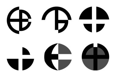 Geometrik ve alfabetik yaratıcı logo tasarım paketi EB, ETC, TB, MW, WP, ED, EB, HT vs..