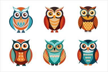 Owl Vector Bundle - Elegant Nocturnal Graphics. This bundle is perfect for nature, wildlife, and mystical-themed projects, offering designs that range from realistic to whimsical styles clipart