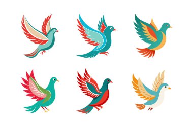 Şirin Güvercin Kuşları İllüstrasyonu barış temalı tasarımlar, düğün davetiyeleri ve tebrik kartları için mükemmel sevimli güvercin resimlerinden oluşan huzurlu ve büyüleyici bir koleksiyon..