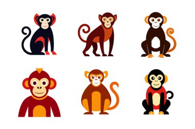 Cute Monkey Illustration Bundle perfect for children's designs, greeting cards, posters, and creative projects. clipart