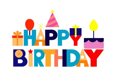 Balonlar ve Konfeti ile Renkli Doğum günü Kartı