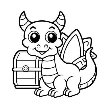 Fantezi ve hayvan boyama kitabı sayfası elementleri - yaratıcı eğlence