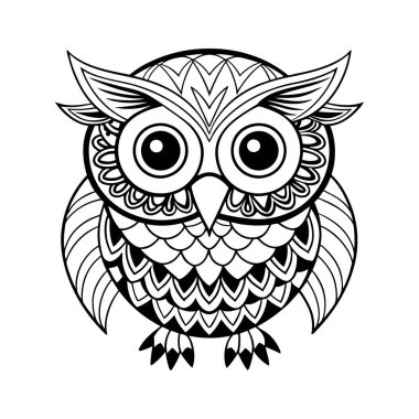 Vahşi baykuş çizgi filmi ve gerçekçi renkli klişe çizimi