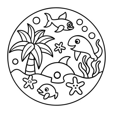 Su altında yaşam renklendirme elementi