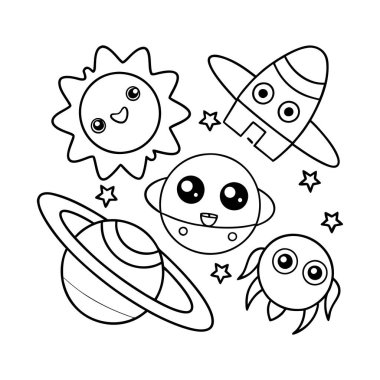 Açık gökyüzü güneş, ay ve yıldız çizimleri