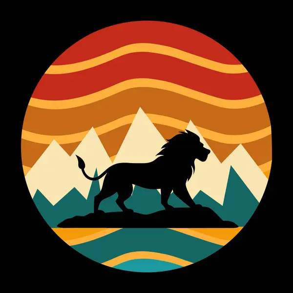 Tasarım ve baskı için geçmişe dönük görkemli aslan silueti çizimi