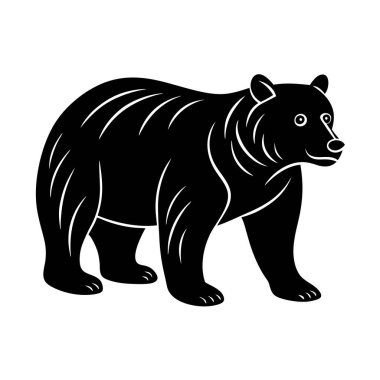 Kahverengi ayı siluet vektör sanatı ve orman yaşam alanı grafikleri