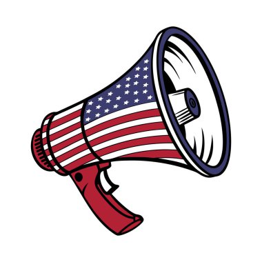  Amerikan Sesi 'nin Amerikan bayrak tasarımı sembollü vatansever megafonu.
