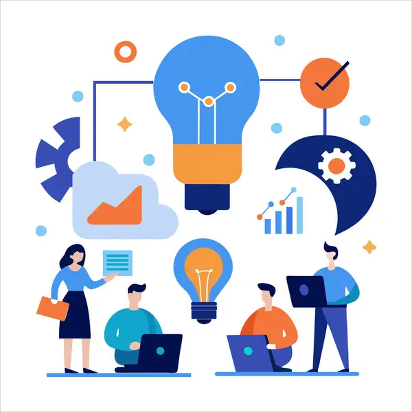 Çeşitli profesyonellerin ve akıllı teknolojinin olduğu gelecekteki çalışma alanı