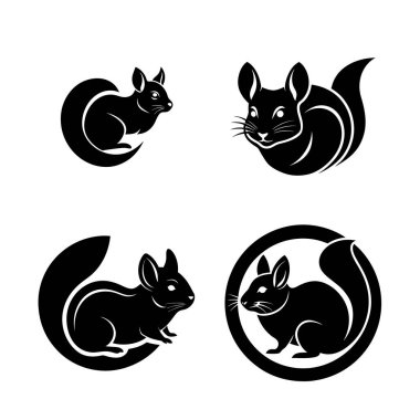 Chinchilla logosu şirin ve minimalist kemirgen tasarımı