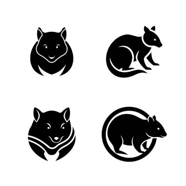 Quokka logosu sevimli hayvan vektör tasarım paketi