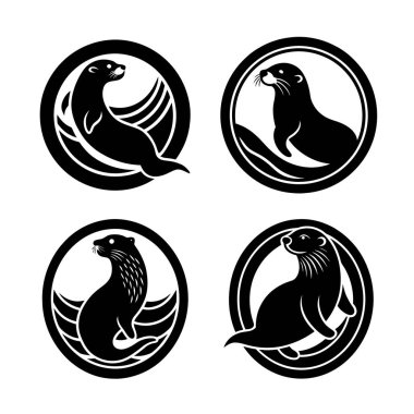  Su samuru logosu, ikonik yaban hayatı tasarım element koleksiyonu
