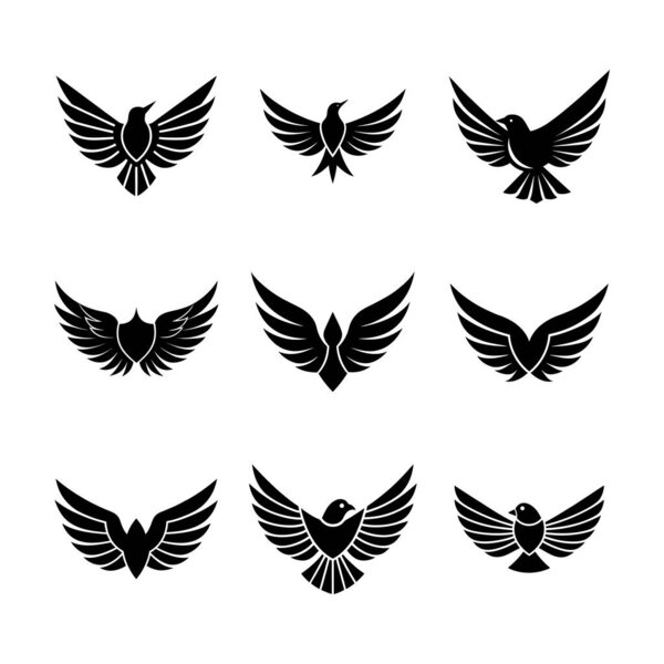 Creative Iconic Logo with Birds Silhouette Wings for Business